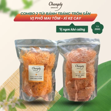 Combo 2 Túi Bánh Tráng Trộn Changdy 250g - Xì Ke Cay, Phô Mai Tôm, Ngon Đậm Vị, Ăn Vặt Tiện Lợi, Giá 87.000đ