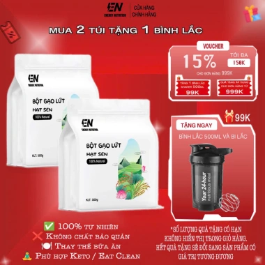 Combo 2 túi Bột Gạo Lứt Hạt Sen Thực Dưỡng Giảm Cân Lành Mạnh, Tốt Cho Tiêu Hoá và Quà Tặng 500g - Giá 475.000đ