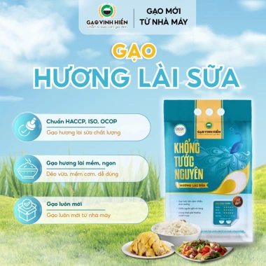 Combo 2 Túi Gạo Hương Lài Sữa Khổng Tước Nguyên Vinh Hiển 5kg - Dẻo Vừa, Thơm, Mềm Cơm, Giá Ưu Đãi 256.000đ 2