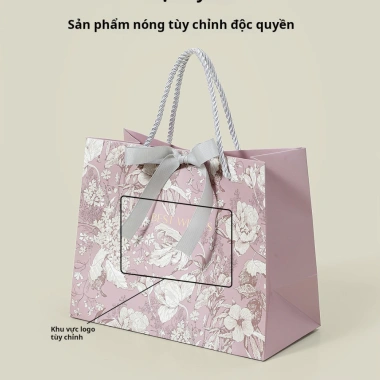Combo 2 Túi giấy đựng quà tím hoa trắng, quai nơ sang trọng, chỉ 17.100 VND 5