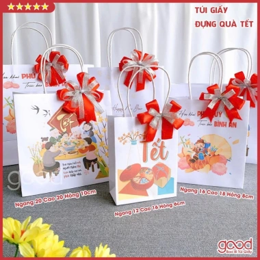 Combo 2 túi giấy Tết gia đình đoàn viên màu nổi bật, quà biếu sếp, thầy cô - chỉ 12.000₫