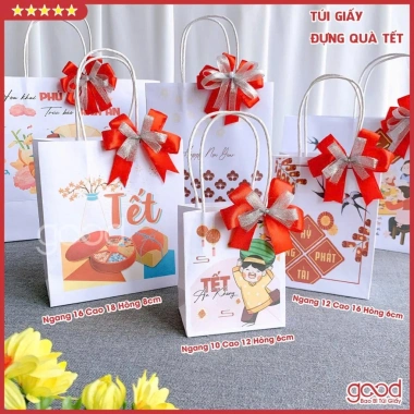 Combo 2 túi giấy Tết gia đình đoàn viên màu nổi bật, quà biếu sếp, thầy cô - chỉ 12.000₫