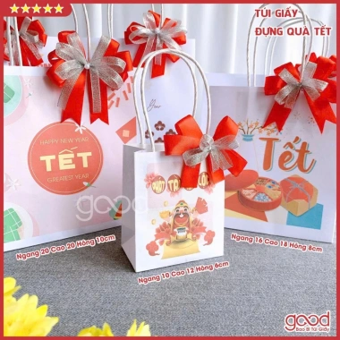 Combo 2 túi giấy Tết gia đình đoàn viên màu nổi bật, quà biếu sếp, thầy cô - chỉ 12.000₫