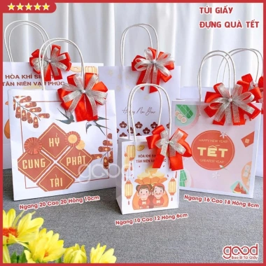 Combo 2 túi giấy Tết gia đình đoàn viên màu nổi bật, quà biếu sếp, thầy cô - chỉ 12.000₫