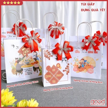Combo 2 túi giấy Tết gia đình đoàn viên màu nổi bật, quà biếu sếp, thầy cô - chỉ 12.000₫