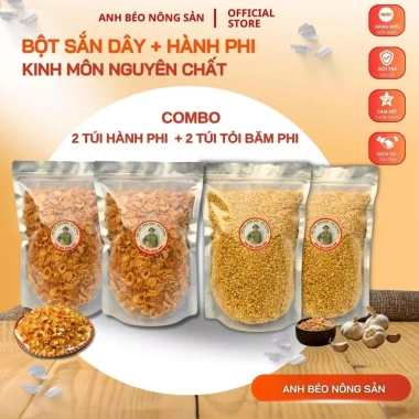 Combo 2 Túi Hành Phi 500g + 2 Túi Tỏi Phi 500g - Thơm Ngon Vàng Giòn, Giá 361.000₫ Combo 2 Túi Hành Phi 500g + 2 Túi Tỏi Phi 500g - Thơm Ngon Vàng Giòn, Giá 361.000₫