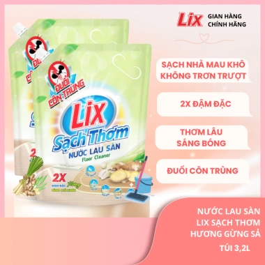Combo 2 túi Lix nước lau sàn 6,4L hương gừng và sả chanh, sạch thơm, sáng bóng - 182.000 VND 2