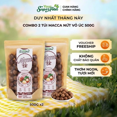 Combo 2 túi Macca nứt vỏ Úc 500g - Giá gốc 495.930₫, giảm còn 406.500₫, dinh dưỡng cao, năng lượng dồi dào