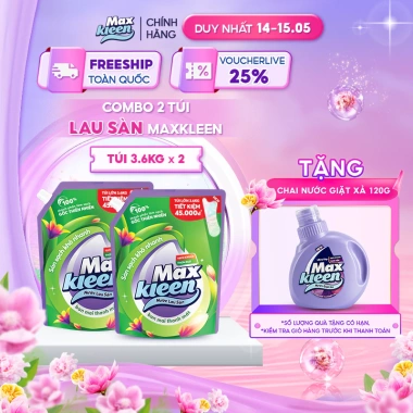 Combo 2 Túi Nước Lau Sàn MaxKleen Ban Mai Thanh Mát 3.6kg - Giảm Giá Đặc Biệt, Sạch Sâu, Thơm Mát