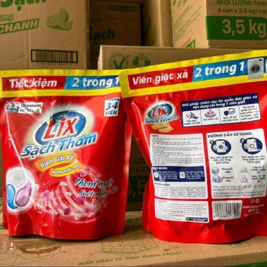 Combo 2 túi Viên giặt xả Lix Sạch Thơm Nước Hoa 510g - Giá ưu đãi 365.000 VND