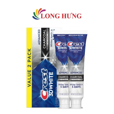 Combo 2 Tuýp Crest 3D White Advanced Charcoal 93g - Trắng Sáng, Loại Bụi Than, Giá 309k