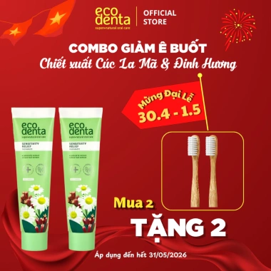 Combo 2 tuýp Kem đánh răng Ecodenta nhạy cảm chiết xuất cúc La Mã & nụ đinh hương 100ml
