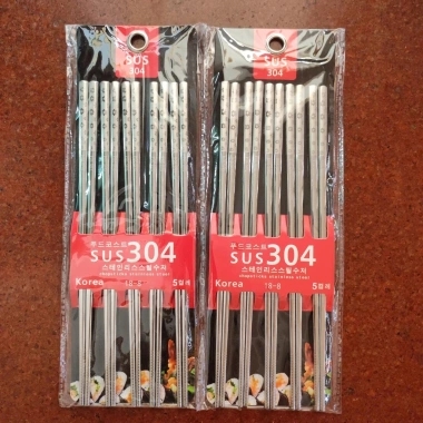 Combo 2 vỉ 10 đôi đũa inox 304 - Thiết kế đẹp, đầu chống trơn, giá chỉ 45.000 VND