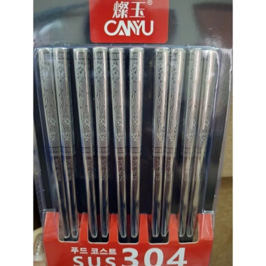 Combo 2 vỉ 10 đôi đũa inox sang trọng, khắc laser, chống trơn trượt, bền bỉ - Giá 65.000₫