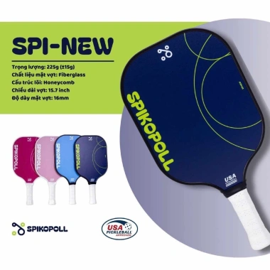 Combo 2 vợt pickleball SPIKOPOLL Spi New cho newbie, mặt vợt 16mm Fiberglass - Giá 690.000₫