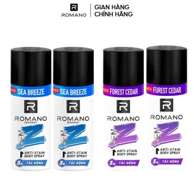 Combo 2 Xịt khử mùi toàn thân Romano Genz - Ngăn vệt ố vàng, ngăn mùi hôi 140ml/150ml - 160k
