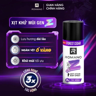 Combo 2 Xịt khử mùi toàn thân Romano Genz - Ngăn vệt ố vàng, ngăn mùi hôi 140ml/150ml - 160k