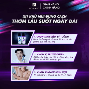 Combo 2 Xịt khử mùi toàn thân Romano Genz - Ngăn vệt ố vàng, ngăn mùi hôi 140ml/150ml - 160k 6 Combo 2 Xịt khử mùi toàn thân Romano Genz - Ngăn vệt ố vàng, ngăn mùi hôi 140ml/150ml - 160k 6