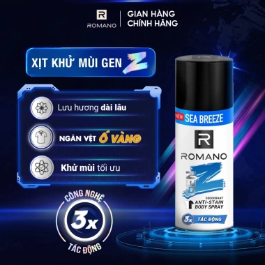 Combo 2 Xịt khử mùi toàn thân Romano Genz - Ngăn vệt ố vàng, ngăn mùi hôi 140ml/150ml - 160k