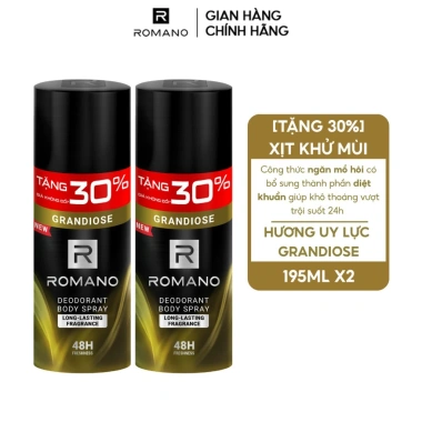 Combo 2 Xịt khử mùi toàn thân Romano Genz - Ngăn vệt ố vàng, ngăn mùi hôi 140ml/150ml - 160k 8 Combo 2 Xịt khử mùi toàn thân Romano Genz - Ngăn vệt ố vàng, ngăn mùi hôi 140ml/150ml - 160k 8