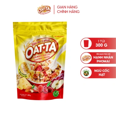 Combo 2 Yến Mạch Trái Cây Hạnh Nhân OATTA Thơm Béo Đậm Phô Mai Ăn Liền Túi 300g 2