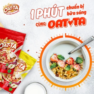 Combo 2 Yến Mạch Trái Cây Hạnh Nhân OATTA Thơm Béo Đậm Phô Mai Ăn Liền Túi 300g 6