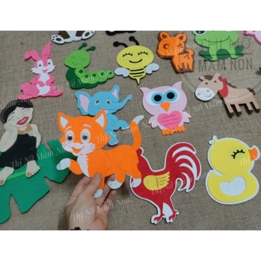 Combo 20 con vật vải nỉ - Động vật gắn rèm, trang trí mầm non, giá chỉ 68.000₫