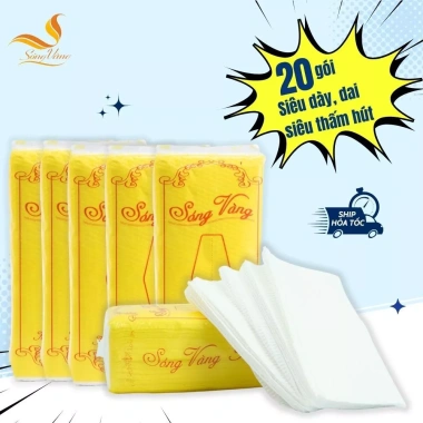Combo 20 gói giấy ăn Sóng Vàng - Giá chỉ 163.680đ, giảm ngay 20% so với giá gốc 201.326đ