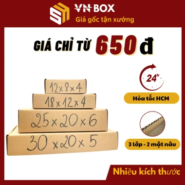 Combo 20 Hộp Carton Nắp Gài Đa Kích Cỡ 2 Mặt Nâu 3 Lớp - Giá Ưu Đãi 27.560₫