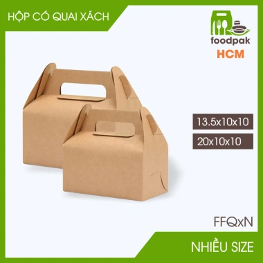 Combo 20 hộp giấy kraft quai xách - Nhiều size, hộp bánh ngọt & quà handmade