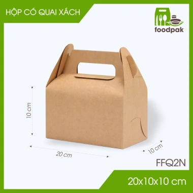 Combo 20 hộp giấy kraft quai xách - Nhiều size, hộp bánh ngọt & quà handmade