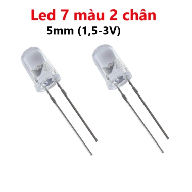 Combo 20 LED tự đổi màu 5mm - 7 màu nhấp nháy, 2 chân (1,5-3V) giá 21.630đ 4