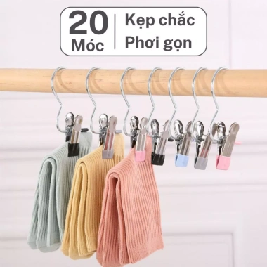 Combo 20 Móc Kẹp Đơn Treo Living C - Đa năng, tiết kiệm diện tích, kẹp quần áo, tất, nón - Giá chỉ 57.000đ