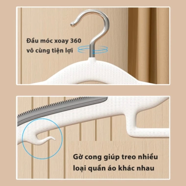 Combo 20 Móc Treo Quần Áo Chống Trượt Xoay 360 Chất Liệu Bền Bỉ - 49.000₫