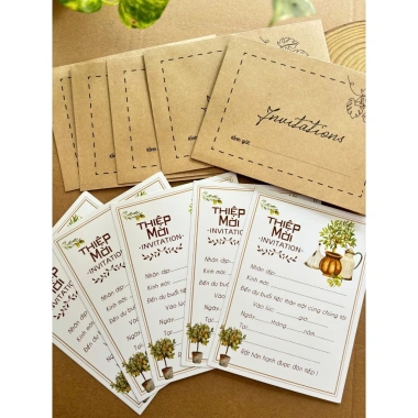 Combo 20 Thiệp mời sinh nhật Vintage - Thiệp Kraft cổ điển, giá ưu đãi 64.000₫
