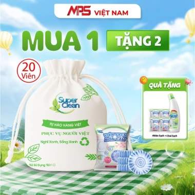 Combo 20 Viên Sạch + 4 Viên và 1 Chai Sạch Bồn Cầu Super Clean - Giảm giá MPS