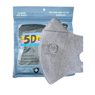 Combo 200 khẩu trang 5D DIMICO, 3 lớp kháng khuẩn, 100% chống bụi nắng và UV 3