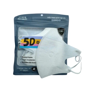 Combo 200 khẩu trang 5D DIMICO, 3 lớp kháng khuẩn, 100% chống bụi nắng và UV 4