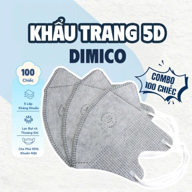 Combo 200 khẩu trang 5D DIMICO, 3 lớp kháng khuẩn, 100% chống bụi nắng và UV 8