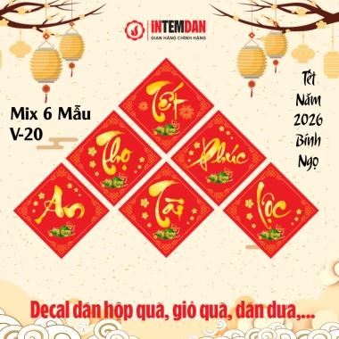 Combo 200 Tem Tết Vinh Liên - Dán Lọ Hạt, Giỏ Quà, Dưa, Bánh Chưng, Hình Vuông, Giá 60k