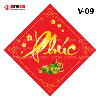 Combo 200 Tem Tết Vinh Liên - Dán Lọ Hạt, Giỏ Quà, Dưa, Bánh Chưng, Hình Vuông, Giá 60k