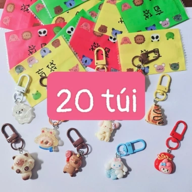 Combo 20/30/50 Túi Mù Móc Khóa Charm Hoạt Hình Siêu Dễ Thương - Quà Tết Vui Nhộn Cho Bé