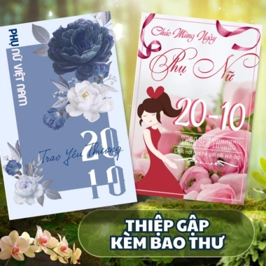 Combo 20thiep Thiệp 20/10 20/11 8/3 Best Wishes dày cứng gập 10x15 cm kèm phong bì Giá 24.000₫
