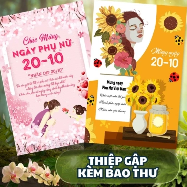 Combo 20thiep Thiệp 20/10 20/11 8/3 Best Wishes dày cứng gập 10x15 cm kèm phong bì Giá 24.000₫