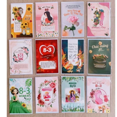 Combo 20thiep Thiệp 20/10 20/11 8/3 Best Wishes dày cứng gập 10x15 cm kèm phong bì Giá 24.000₫