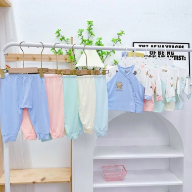 Combo 2/3/5 Bộ Sơ Sinh Khuy Cài Chéo 5 Màu Pha Cho Bé Trai và Bé Gái 99.000