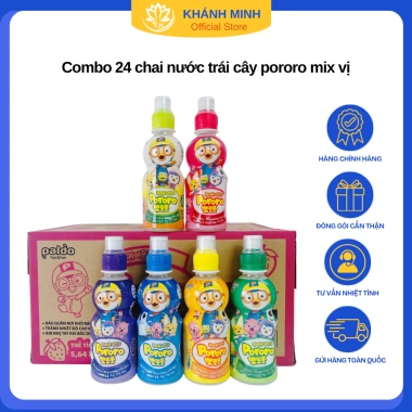 Combo 24 chai Nước Pororo Hương Trái Cây Tự Nhiên Giá chỉ 435.000đ