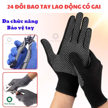 Combo 24 đôi bao tay lao động gai chống nước, thoải mái - dùng cho vườn, hồ, sửa chữa, 69.000₫