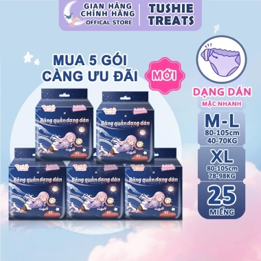 COMBO 25 miếng Băng vệ sinh dạng quần Tushie Treats – Không cần cởi, Size M/L-XL/2XL, Giá ưu đãi 198.000₫ COMBO 25 miếng Băng vệ sinh dạng quần Tushie Treats – Không cần cởi, Size M/L-XL/2XL, Giá ưu đãi 198.000₫