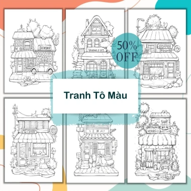 Combo 25 Tranh Tô Màu House giấy dày, in sắc nét M72 - Giá chỉ 14.000đ